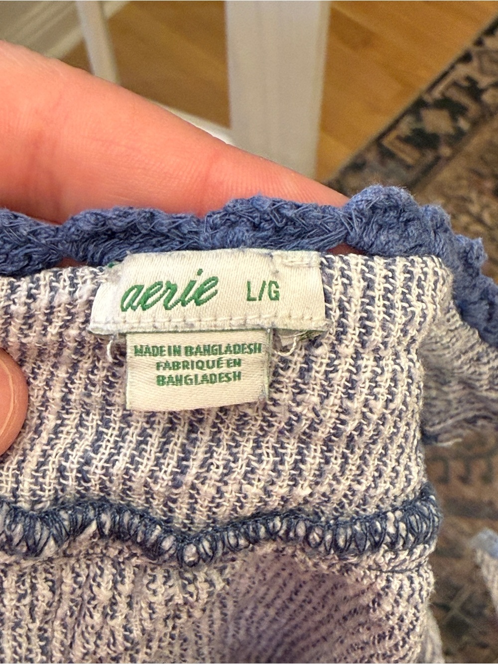aerie Blue Striped Ruffle-Hem Spaghetti Strap Camisole - Picture 4 of 4